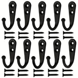 Retro Wall Hooks – Heavy Duty Iron Coat & Towel Rack with Screws for Kitchen, Bathroom, and Home Storage
