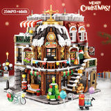 2506-Piece Christmas Café Building Set - City Street View Architecture Blocks