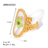 18K Gold Plated Polygonal Dry Flower Ring – Minimalist & Waterproof Statement Jewelry