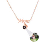 Personalized Photo Projection Necklace with Rose Pendant