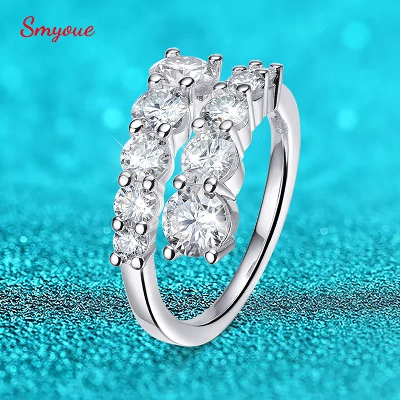 10-Stone Moissanite Eternity Band – D Color VVS1 Wedding Ring in Sterling Silver