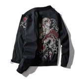 Men’s Dragon Embroidered Bomber Jacket – Stylish Lightweight Spring & Fall Outerwear