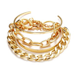 Bohemian Geometric Link Chain Bracelet with Lobster Claw Clasp for Women - Mood Tracker Jewelry