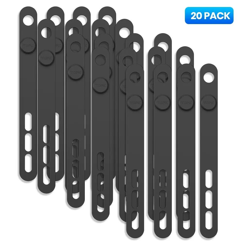 Silicone cable ties – black 20 pack