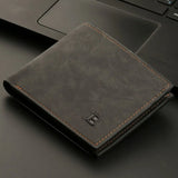 Slim PU Leather Men’s Wallet with Coin Pocket & Card Holder – Short Casual Bifold
