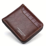 Men’s PU Leather Zipper Wallet – Short Business Style with Card, Coin & Note Compartments