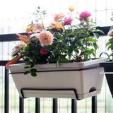 Hanging Balcony Railing Planter with Tray and Rack for Outdoor Gardening