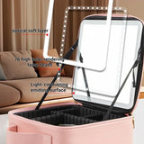 LED Illuminated Makeup Travel Bag – Waterproof Cosmetic Organizer with Mirror & USB Charging