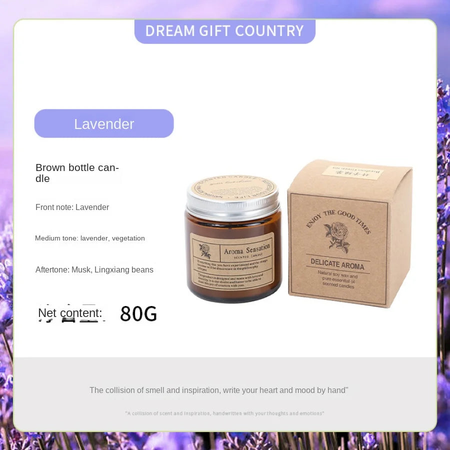 Vela de aromaterapia sin humo: elegante vela de vidrio marrón para el hogar y como regalo