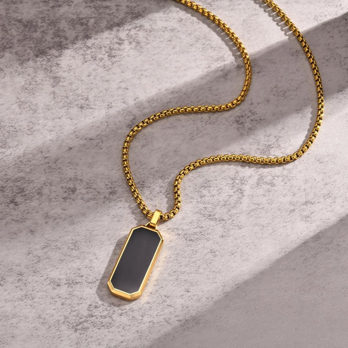 Stainless Steel Military Dog Tag Necklace for Men – Black & Silver with Box Chain