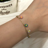 Sweet Daisy Flower Charm Bracelet for Women – Trendy Minimalist Floral Aesthetic Jewelry for Weddings & Parties