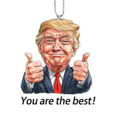 Funny Donald Trump Acrylic Hanging Ornament - Presidential Car Charm & Decor