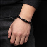 Black Onyx Zodiac Sign Bracelet – 12 Constellation Beaded Charm for Men & Women