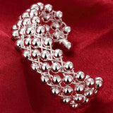 925 Sterling Silver Open Cuff Bracelet for Women - Trendy Adjustable Bangle Jewelry