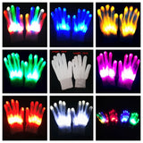 LED Neon Glowing Skull Gloves – Flashing Light-Up Party Props for Halloween, Christmas & Performances