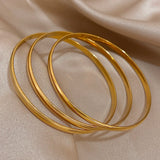 Minimalist Gold Stainless Steel Bangle Bracelet Set for Women