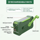 10000mAh Emergency Solar Hand Crank Weather Radio with Dual Stereo Speakers, Phone Charger, LED Flashlight & SOS Alert