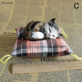 Mini Plush Cat Ornaments - Realistic Lying Position Faux Cats for Home Decor & Gifts