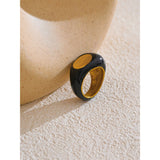 Anillo geométrico de acero inoxidable bañado en oro de 18 quilates: joyería minimalista de moda para mujeres