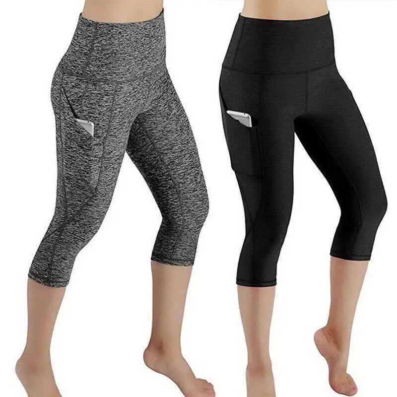 Seamless High-Waist Maternity Yoga Leggings with Pockets – Full-Length, Breathable Stretch Pants