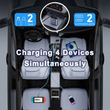 120W Retractable 4-in-1 Car Charger – USB-C, Lightning, Fast Charging Adapter