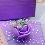 2 Carat Moissanite Engagement Ring - 925 Sterling Silver D Color VVS1 Clarity Wedding Band