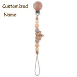 Clip para chupete de bebé personalizado: colgante de mordedor con cuentas de madera y silicona con nombre personalizado