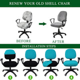 Funda de terciopelo elástico para asiento de silla de ordenador: funda universal de 2 piezas para sillas de oficina y giratorias
