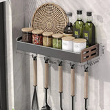 Estante para condimentos de cocina de pared con caja de almacenamiento: organizador de utensilios multifuncional y dispensador de aceite y vinagre