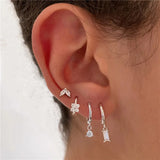 Crystal Stainless Steel Hoop Earrings – Sparkling Trendy Style for Women