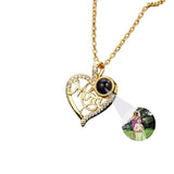 Personalized Photo Projection Necklace with Rose Pendant