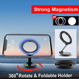 Soporte magnético para teléfono de coche para MagSafe: soporte plegable de aleación ajustable de 360° para iPhone 15, 14, 13 y 12