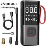 Portable Electric Air Pump with Tire Inflator, Pressure Gauge & Emergency Light