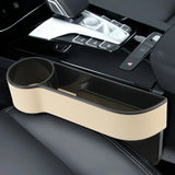 Organizador universal de cuero sintético para asientos de coche con orificio de carga: almacenamiento compacto para teléfonos, llaves y botellas