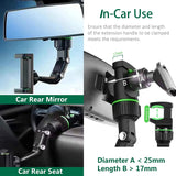 Soporte para teléfono con espejo retrovisor giratorio de 360°: soporte universal para teléfono en el automóvil para GPS y conducción con manos libres