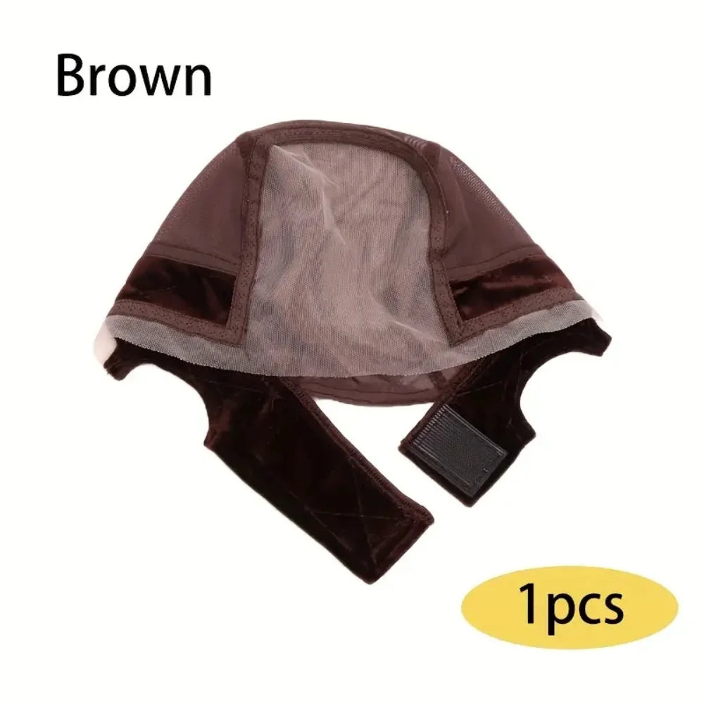 Adjustable Lace Wig Cap with Non-Slip Grip & Ear Cutouts – Includes Free Headband & Brush