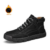 Men’s Lace-Up Split Leather Ankle Boots – Comfortable & Casual Spring/Autumn Footwear