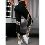 Women's High-Waist Leopard Print Yoga Leggings with Pocket
