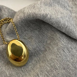 Large Geometric Water Drop Pendant Necklace – Stainless Steel Sweater Chain for Women
