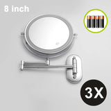 Wall-Mounted LED Makeup Mirror with Magnification and Dual-Sided Swivel