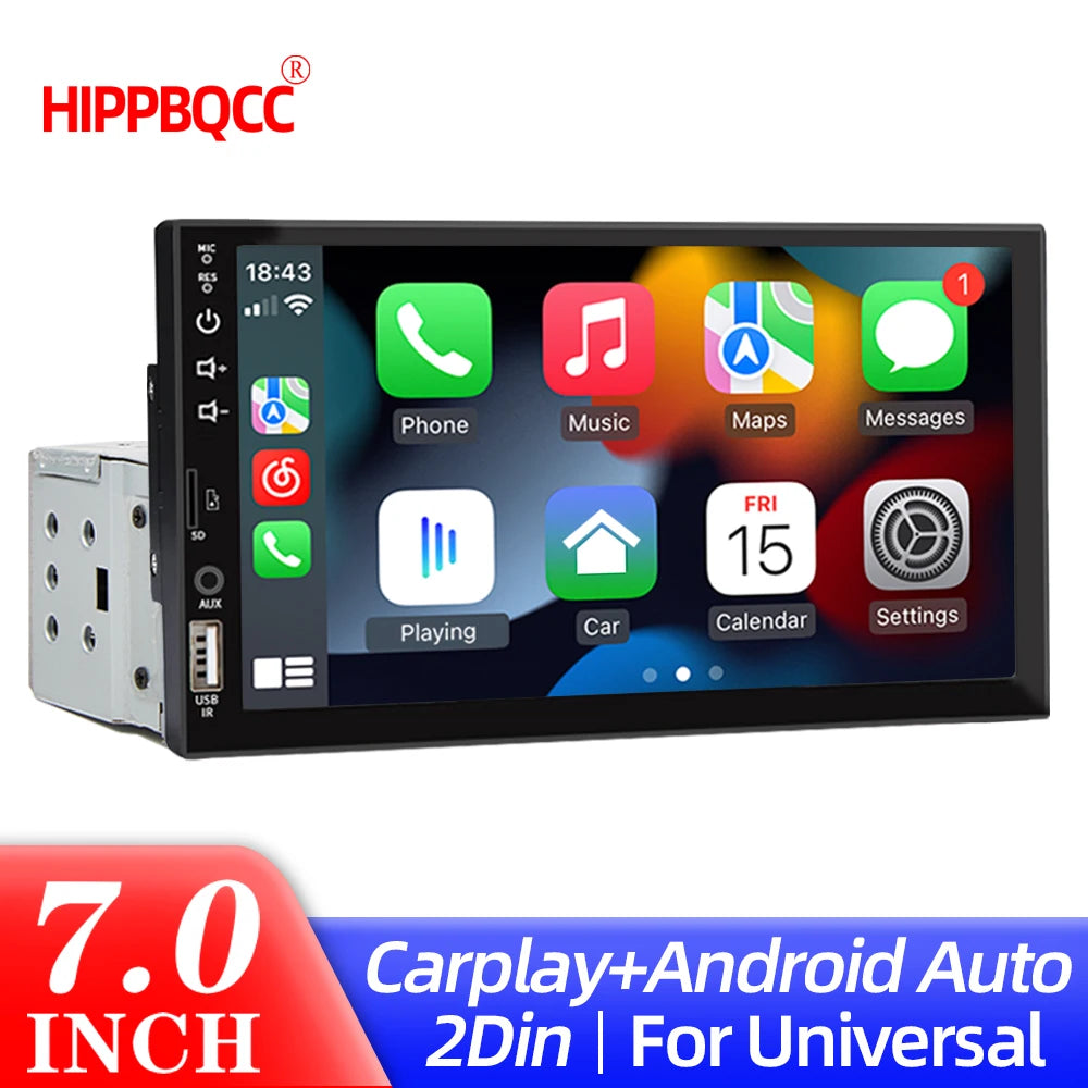 7-Inch Car Stereo with Bluetooth 5.0, Wired CarPlay & Android Auto, FM Radio, USB/SD, MP3 Player