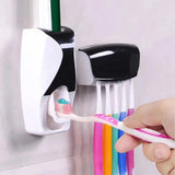 Dispensador automático de pasta de dientes y soporte para cepillos de dientes de pared | Juego de baño a prueba de polvo