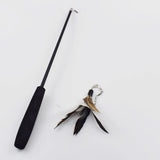3-Section Telescopic Cat Teaser Wand – Interactive Feather Toy with 5 Refill Attachments