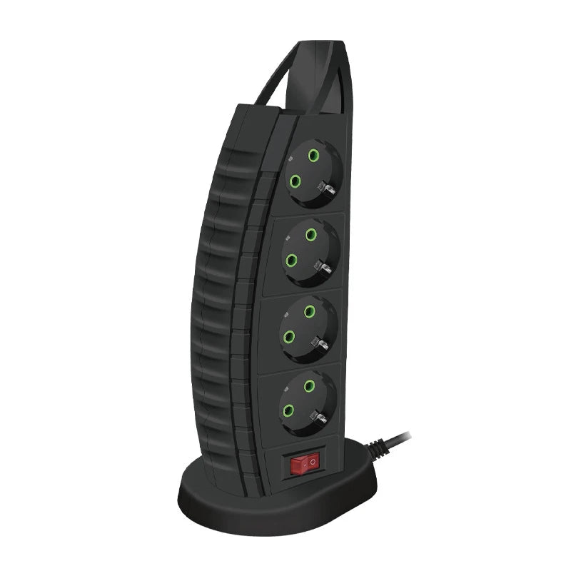 Tower Multi Power Strip with 4 Outlets, 1 Type-C & 3 USB Ports – 2m Extension Cable, Overload Protection