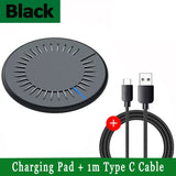 Ultra-Slim Fast Wireless Charger Pad with LED Indicator & Type-C Cable – 30W High-Speed Charging for iPhone, Samsung & Qi Devices