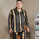 Men’s Luxury Plaid Pajama Set - Full Sleeve, Elastic Waist, Cool Ice Silk Satin Sleepwear for Spring & Summer