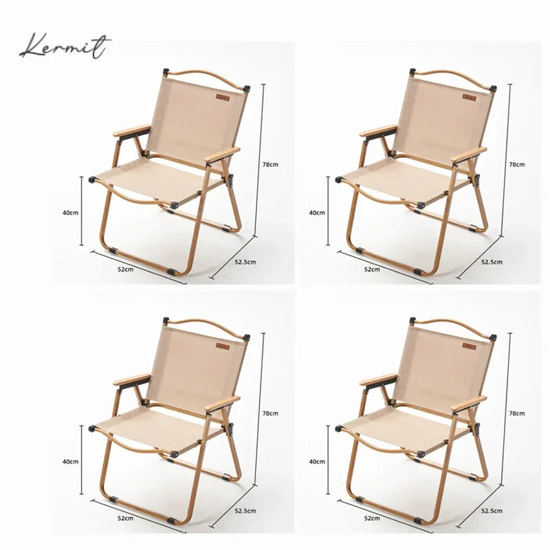 Foldable Wooden Beach Chair with Armrests – Heavy-Duty Outdoor Lounge Seating