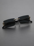 🕶️ 1PC/2PCS Gafas de sol rectangulares sin marco de moda: modernas y personalizadas para uso diario
