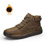 Men’s Lace-Up Split Leather Ankle Boots – Comfortable & Casual Spring/Autumn Footwear