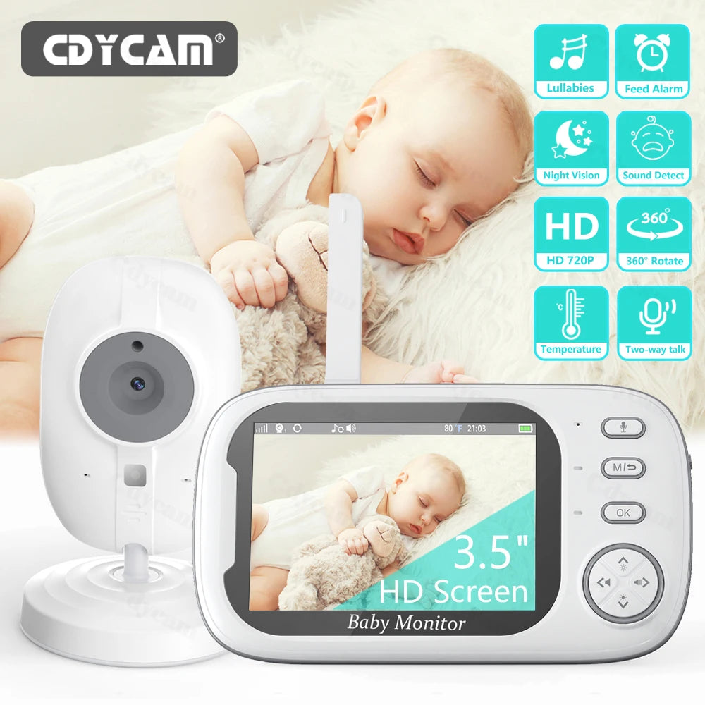 Monitor de bebé con video inalámbrico con visión nocturna, monitoreo de temperatura y audio bidireccional – Pantalla LCD de 3,5 pulgadas
